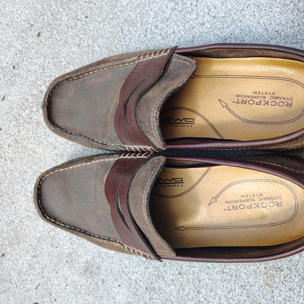 Rockport Brown Slip-On Loafers with Moccasin Stitching Size 9.5